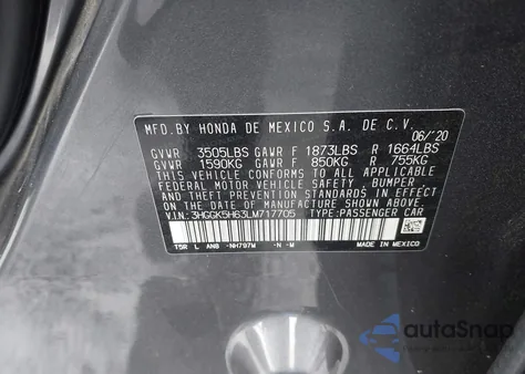2020 Honda Fit Sport from USA, damaged, VIN 3HGGK5H63LM717705